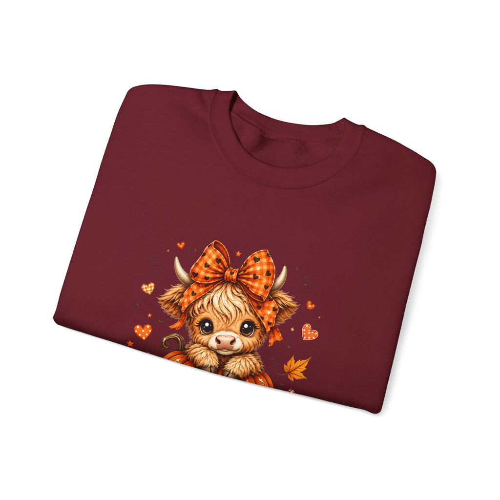 Cute Highland Cow Pumpkin Halloween Sweatshirt