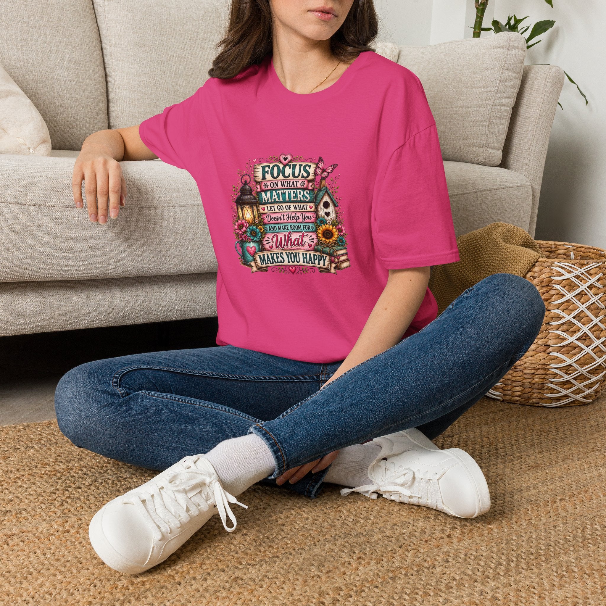 Focus on What Matters Floral T-Shirt — Inspirational Motivational Gift for Women Tee