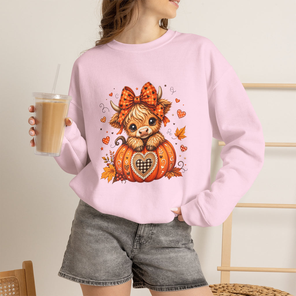 Cute Highland Cow Pumpkin Halloween Sweatshirt