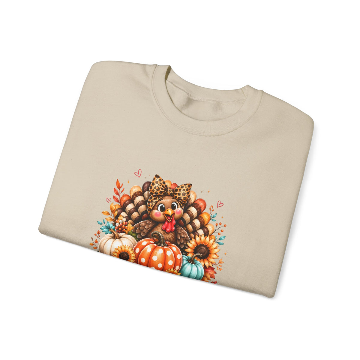 Sweatshirt — "Give Thanks" Autumn Turkey & Pumpkin Thanksgiving Crewneck