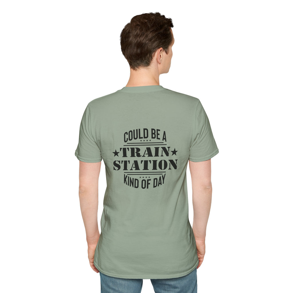 Could Be a Train Station Kind of Day T-Shirt — Funny Sarcastic Gift for Her Pocket Tee