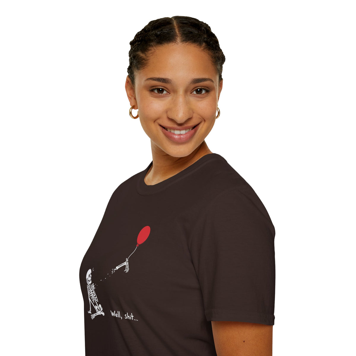 Funny Skeleton Balloon T-Shirt, Well Shit Graphic Tee