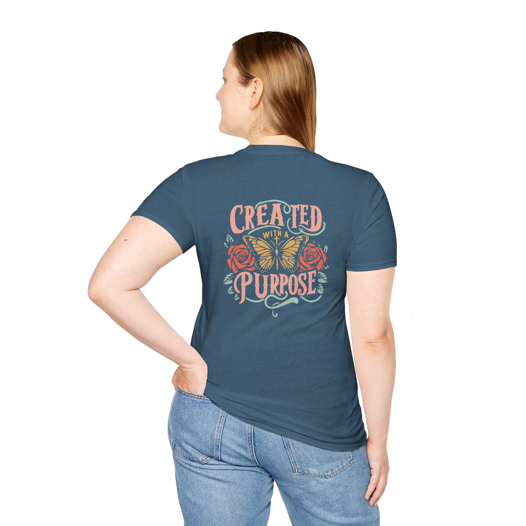 Created with a Purpose Butterfly T-Shirt Faith Graphic Tee