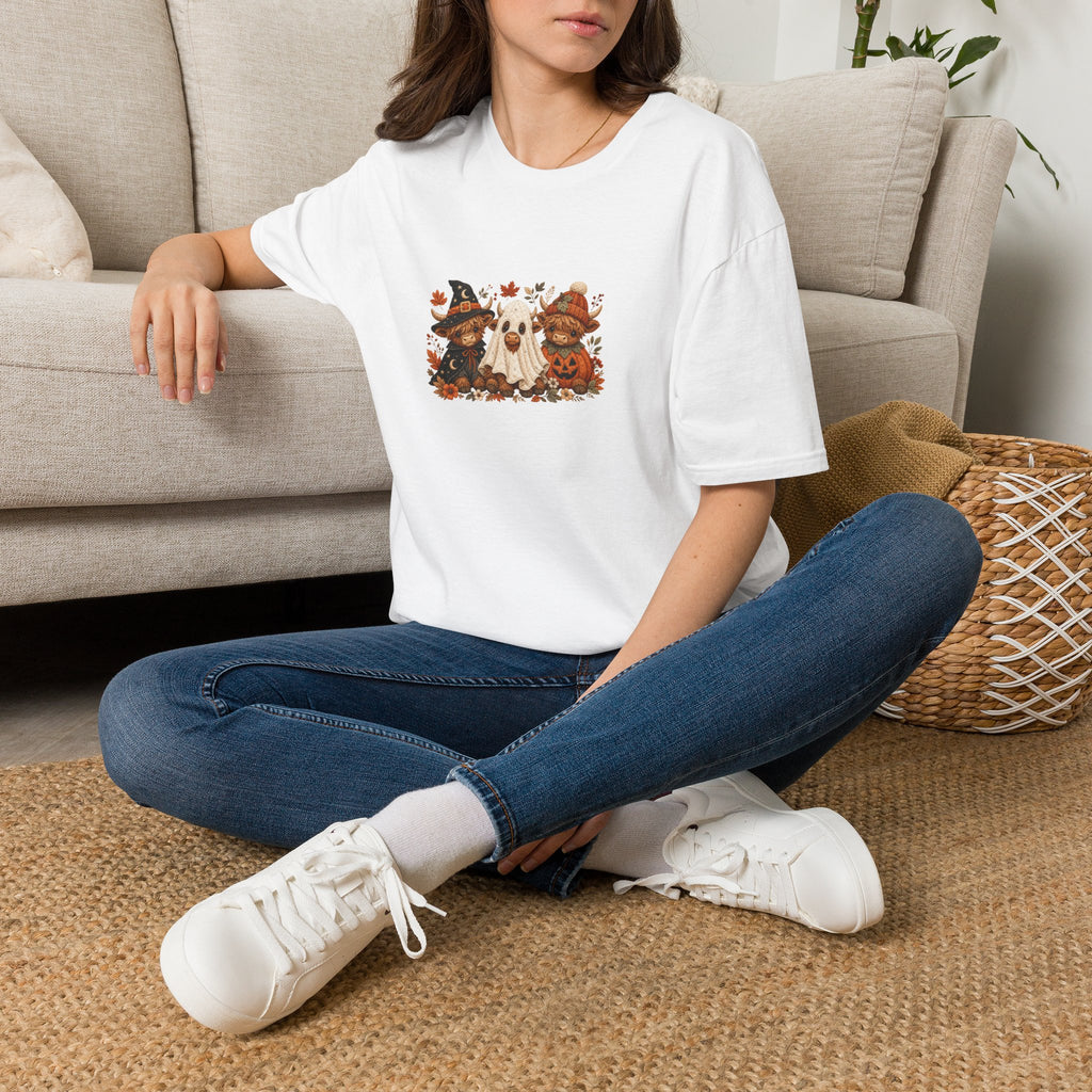 Halloween Cows Trio T-Shirt — Cute Funny Gift for Her Ghost & Pumpkin Fall Tee
