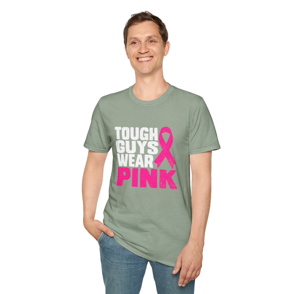 Tough Guys Wear Pink Breast Cancer Awareness T-Shirt Graphic Tee