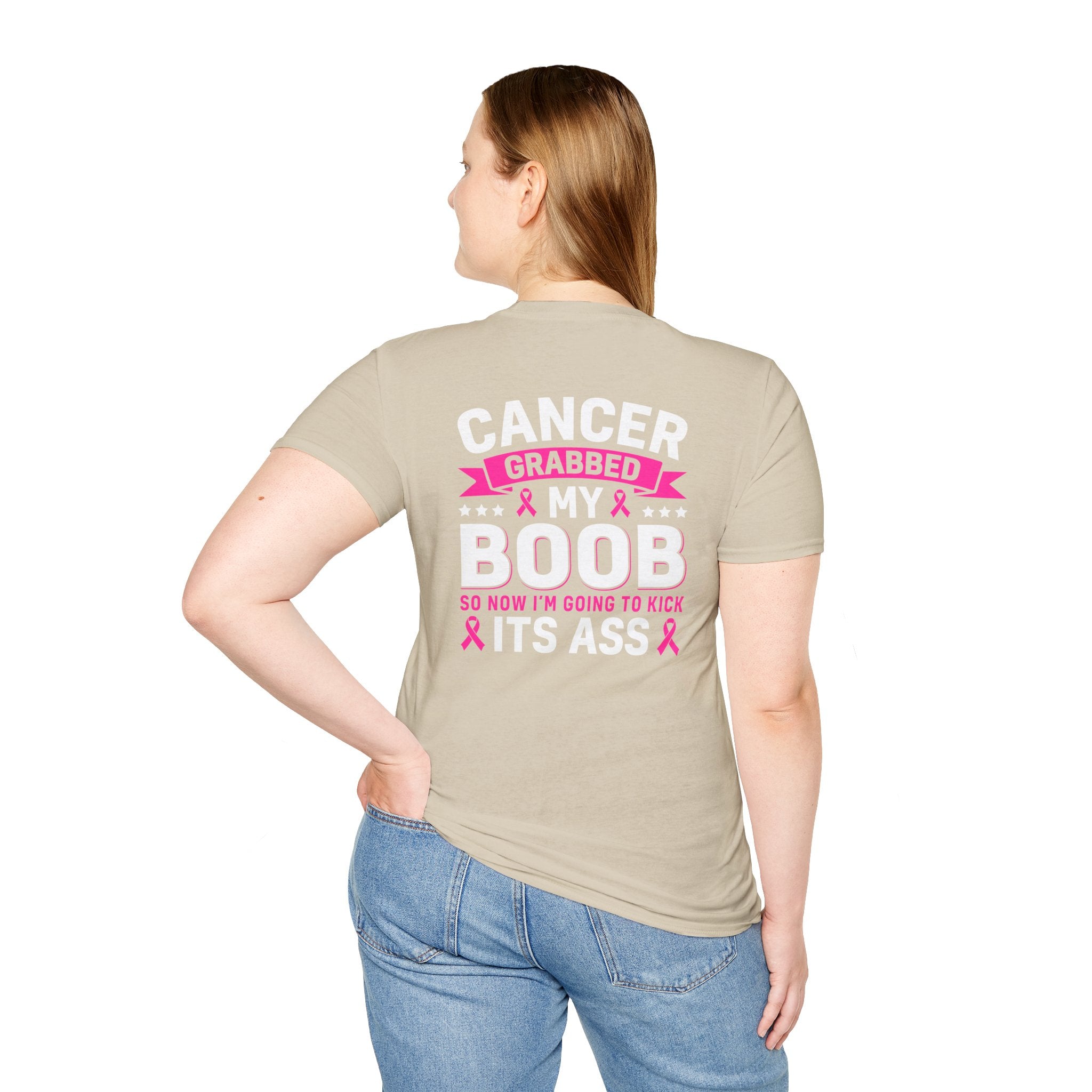 Cancer Grabbed My Boob Now I'm Going to Kick Its Ass T-Shirt — Funny Breast Cancer Awareness Gift