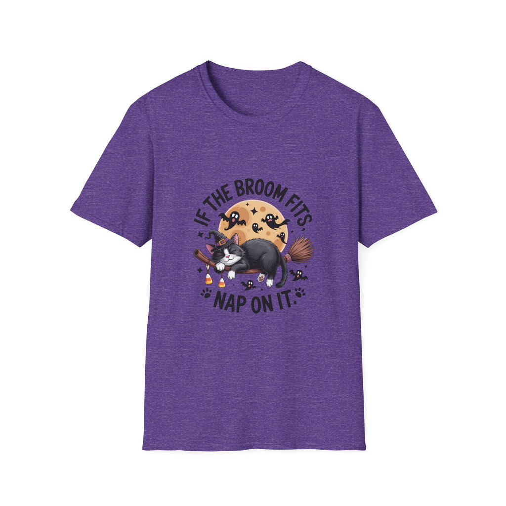 If the Broom Fits Nap on It Cat T-Shirt — Funny Halloween Gift for Women Witchy Tee
