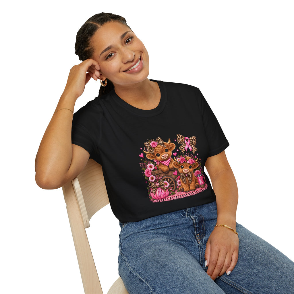 Breast Cancer Awareness Highland Cow T-Shirt