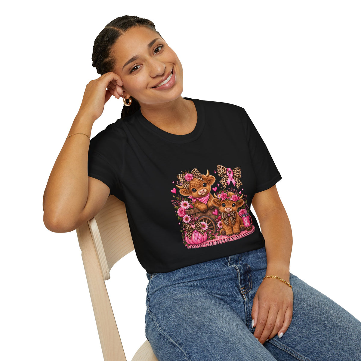 Breast Cancer Awareness Highland Cow T-Shirt