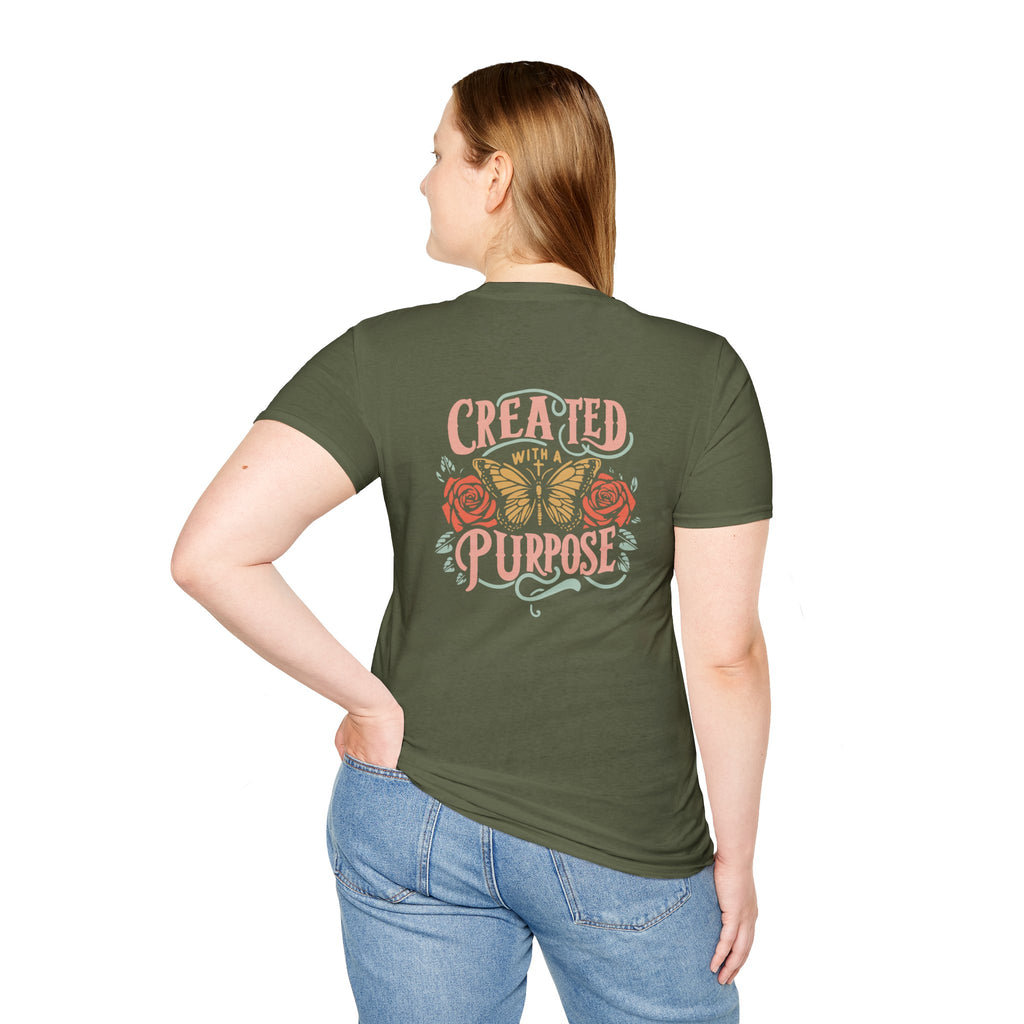 Created with a Purpose Butterfly T-Shirt Faith Graphic Tee