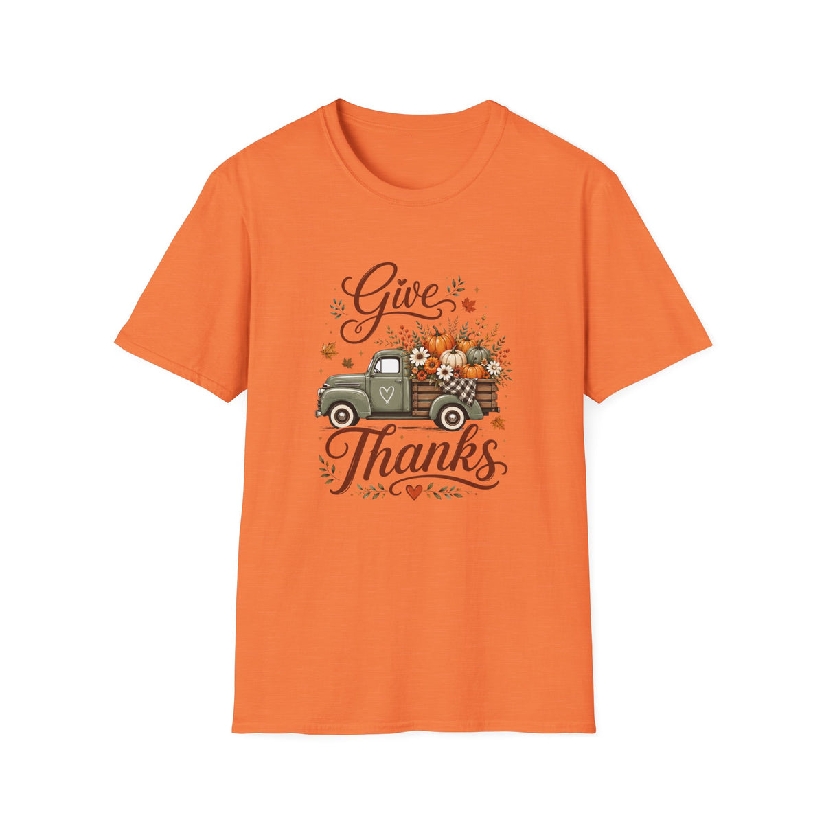 Give Thanks Fall Truck T-Shirt — Pumpkin Harvest Autumn Tee