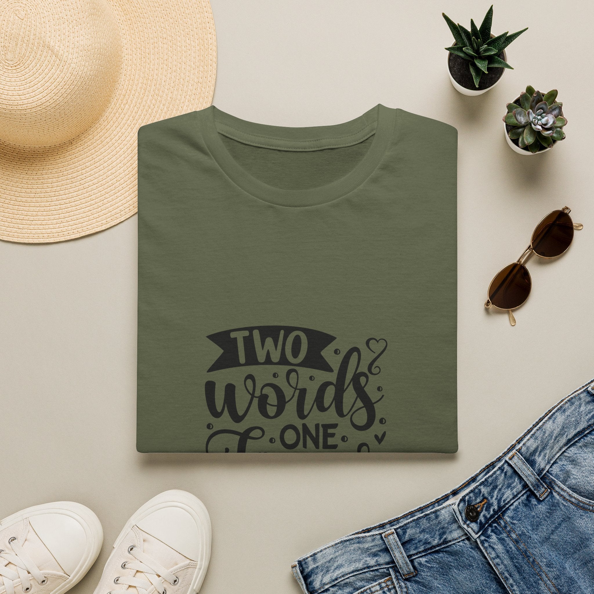 Graphic Tee — "Two Words One Finger" Funny T-Shirt