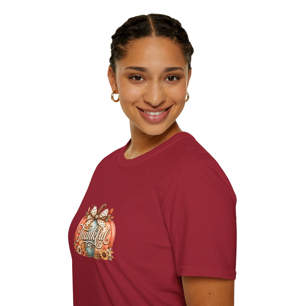 Thankful Pumpkin T-Shirt — Cute Fall Thanksgiving Gift for Women Graphic Tee