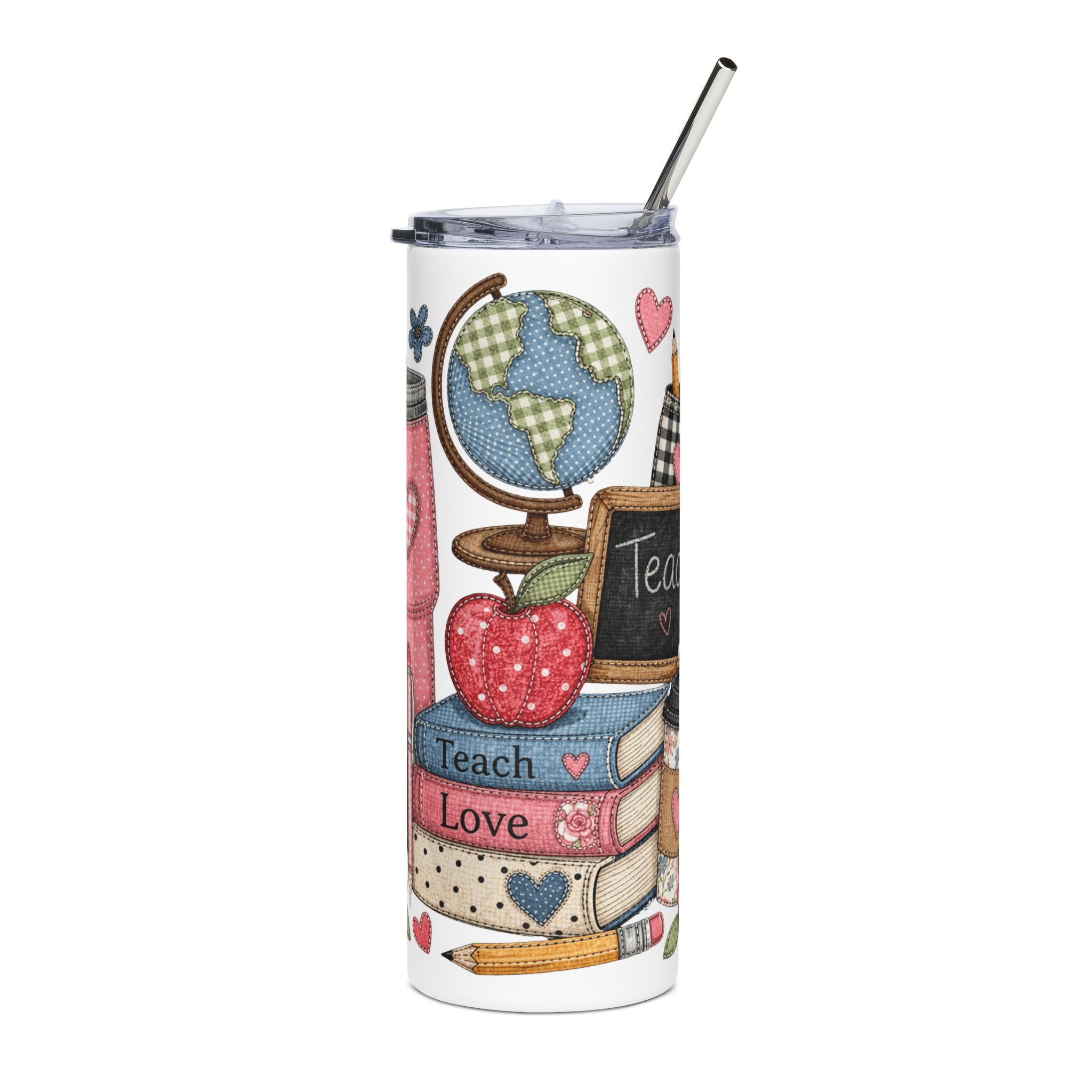 Teach Love Teacher Appreciation Tumbler — Cute Classroom Gift 20oz Stainless Steel Cup