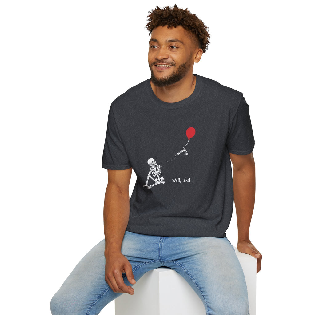 Funny Skeleton Balloon T-Shirt, Well Shit Graphic Tee