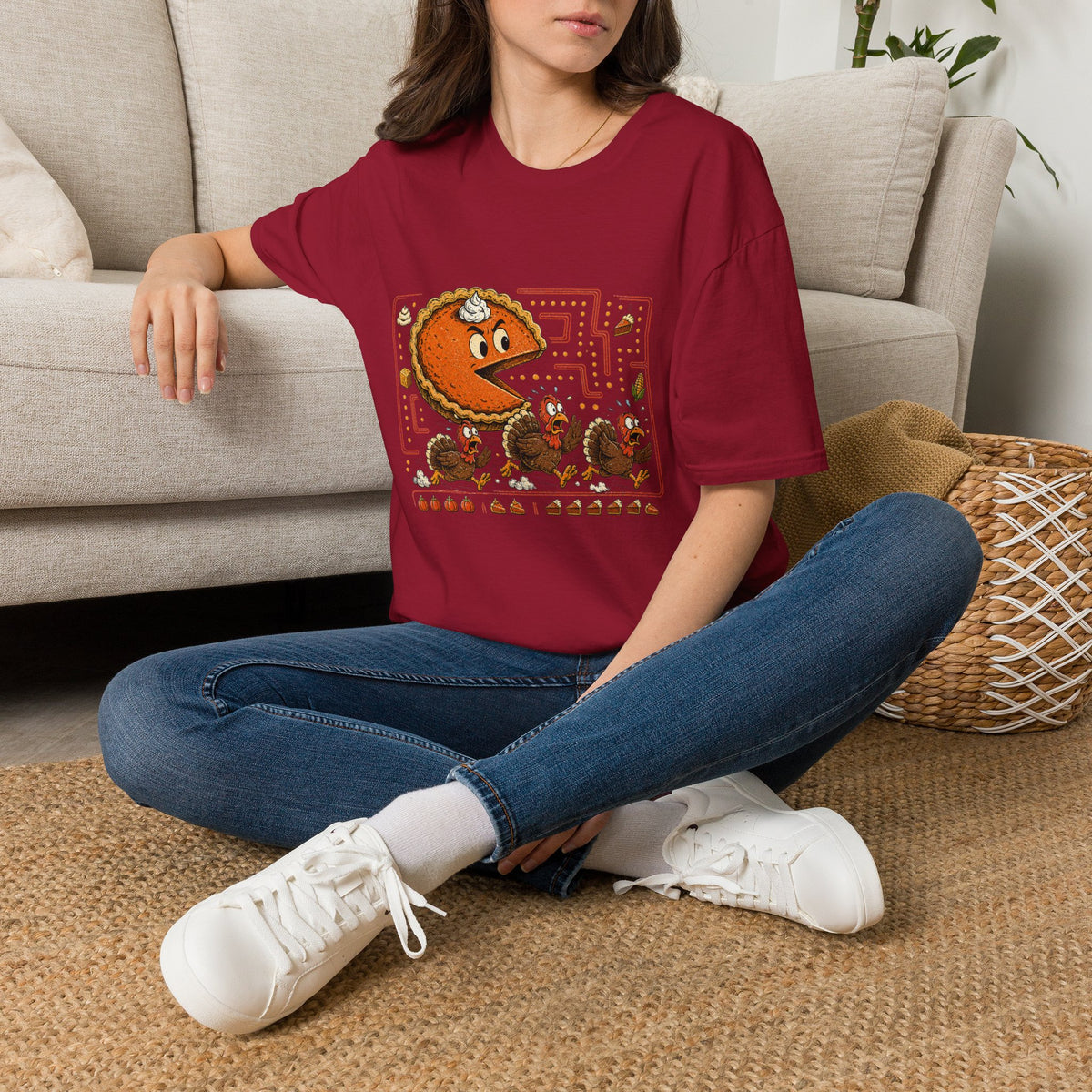 Retro Pie Monster T-Shirt — Funny Pac-Maze Dessert Gamer Tee