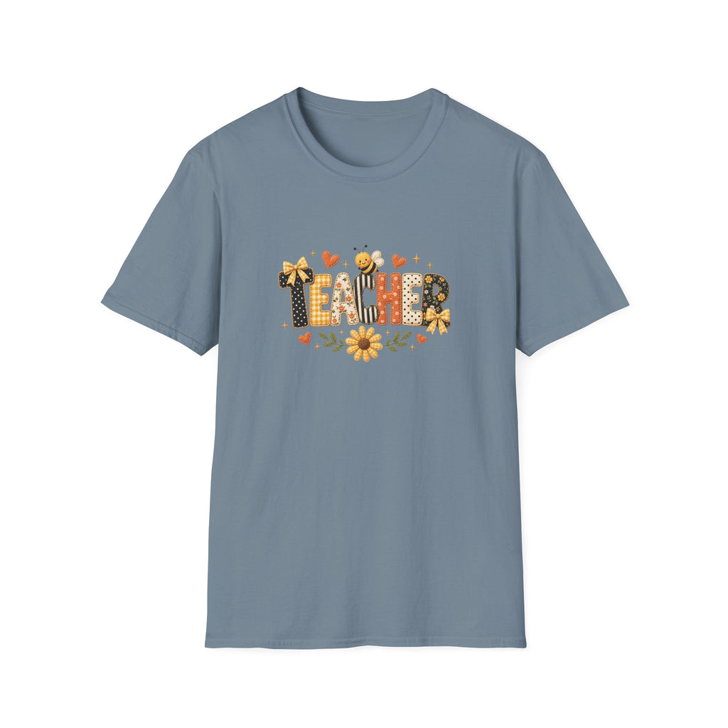 Teacher Floral Bee T-Shirt — Cute Back-to-School Gift for Teachers Graphic Tee