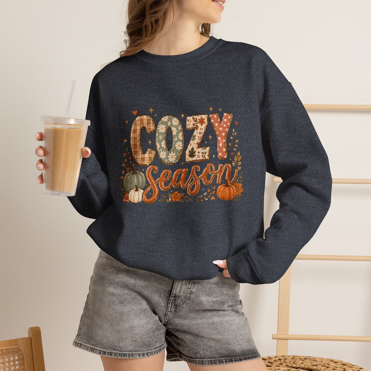 Cozy Season Autumn Pumpkin Crewneck Sweatshirt