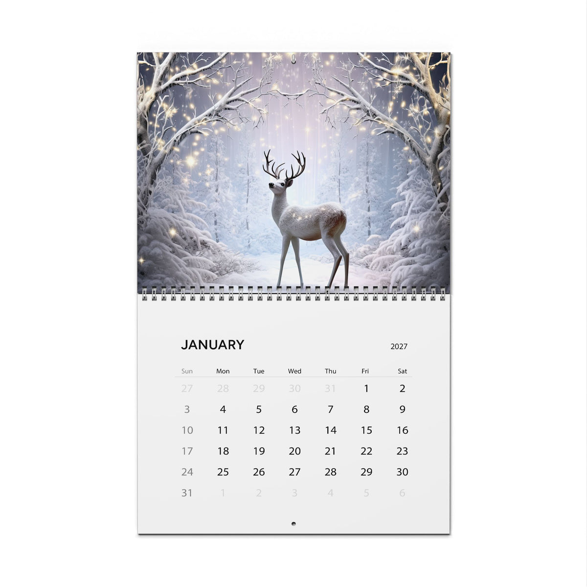 2027 Deer Art Wall Calendar — Scenic Forest & Moonlit Wildlife Monthly Planner