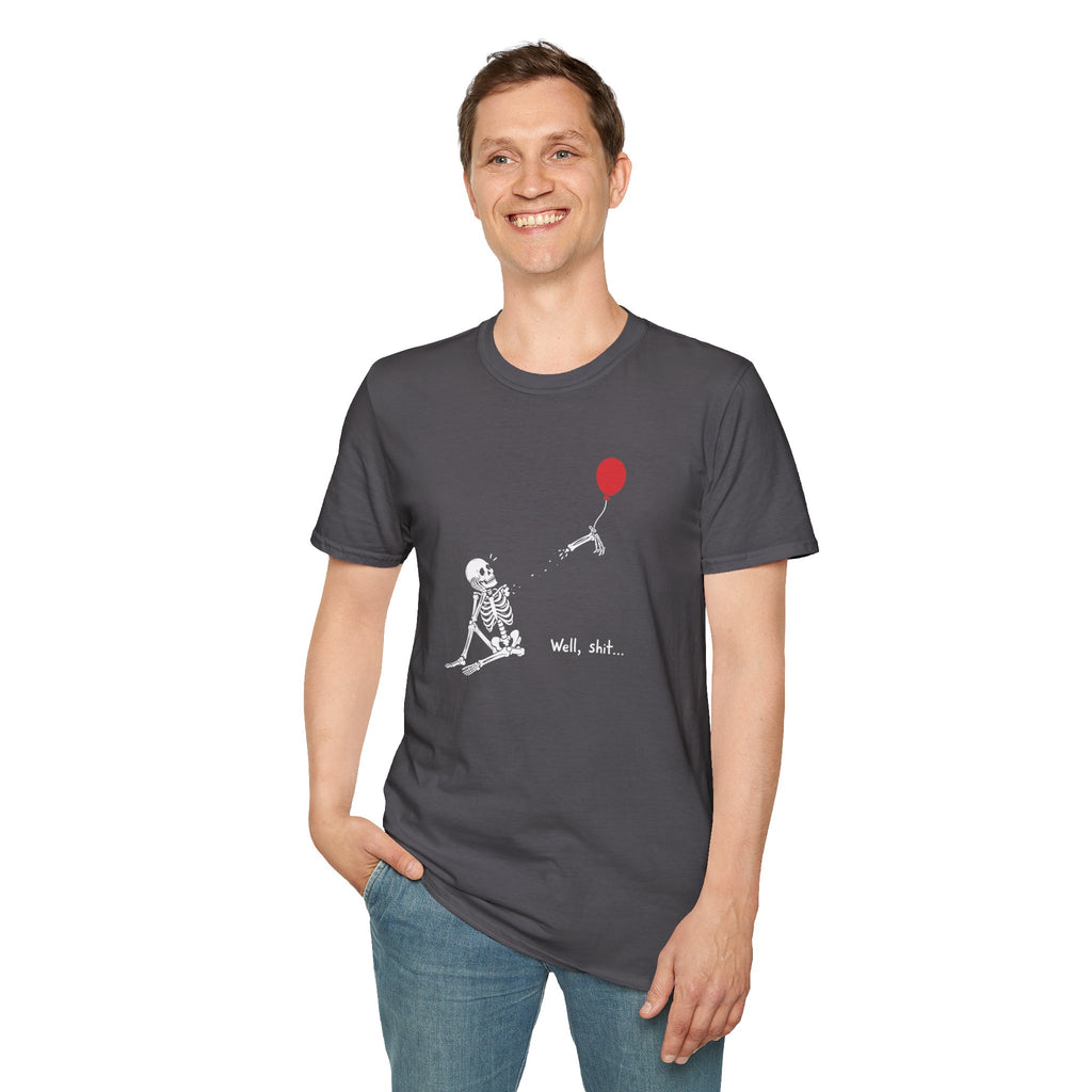 Funny Skeleton Balloon T-Shirt, Well Shit Graphic Tee