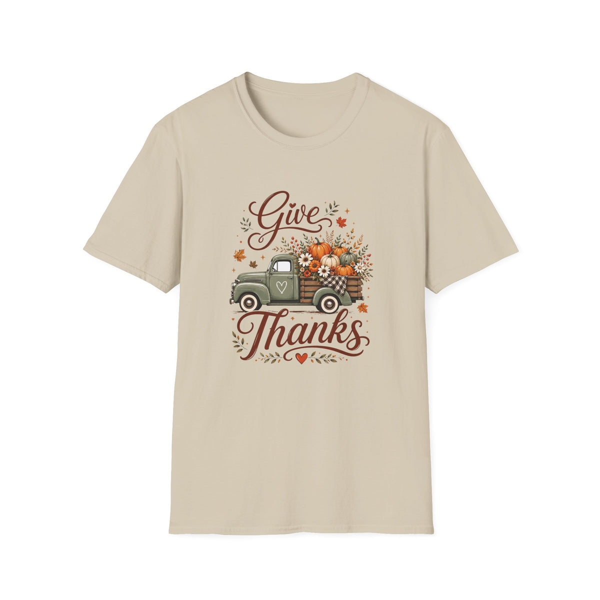 Give Thanks Fall Truck T-Shirt — Pumpkin Harvest Autumn Tee