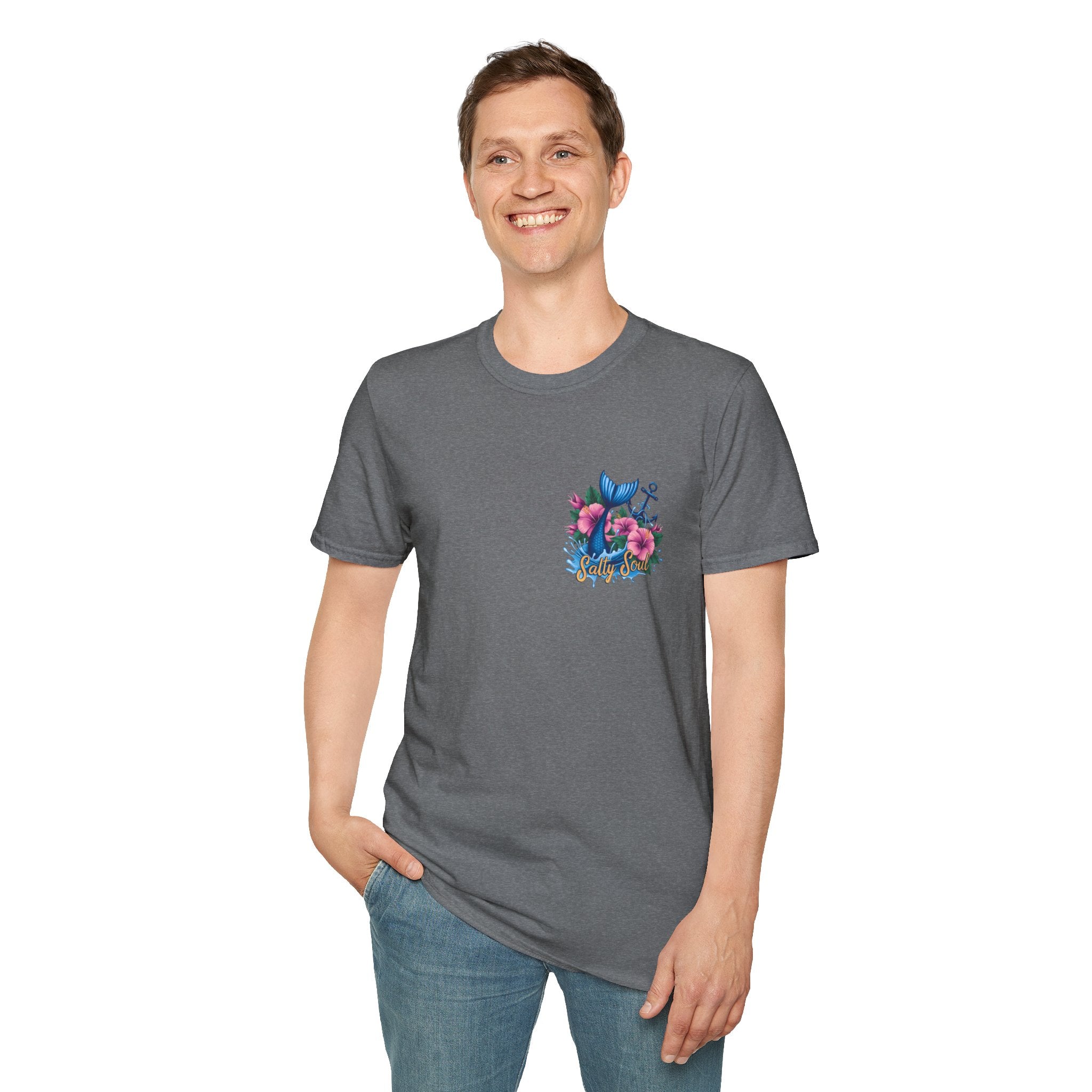 Salty Soul Mermaid Anchor Floral T-Shirt — Cute Beach Gift for Women Nautical Tee