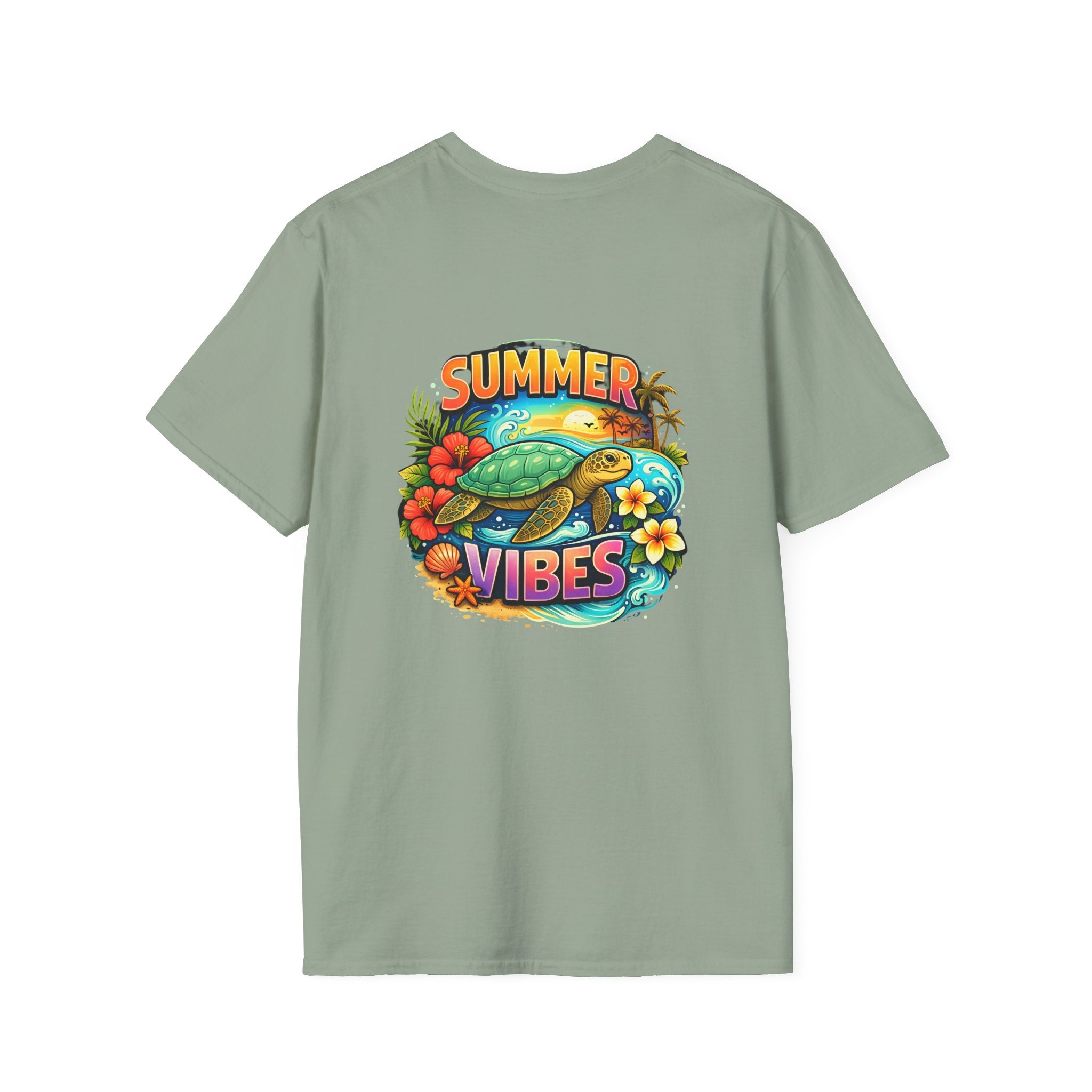 Summer Vibes Sea Turtle T-Shirt — Cute Beach Gift for Women Surf Floral Graphic Tee