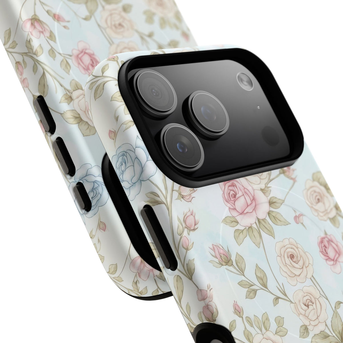 Vintage Floral Rose Magnetic iPhone Case — MagSafe Tough Protective Cover