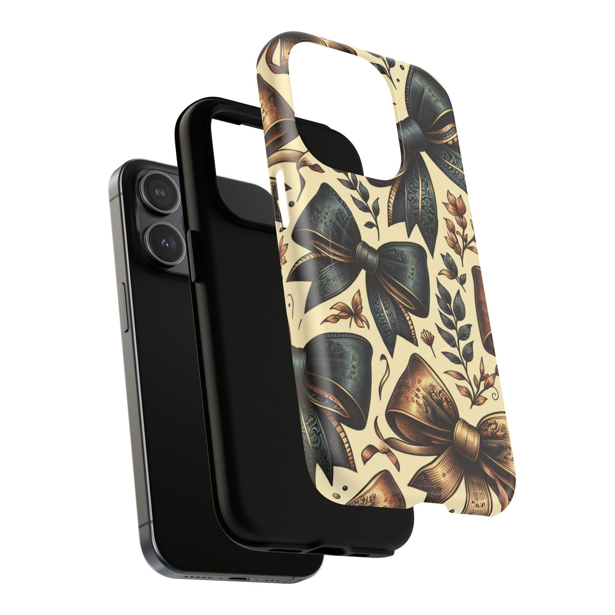 Bow Pattern Tough Magnetic Phone Case — Vintage Ribbon Floral Design