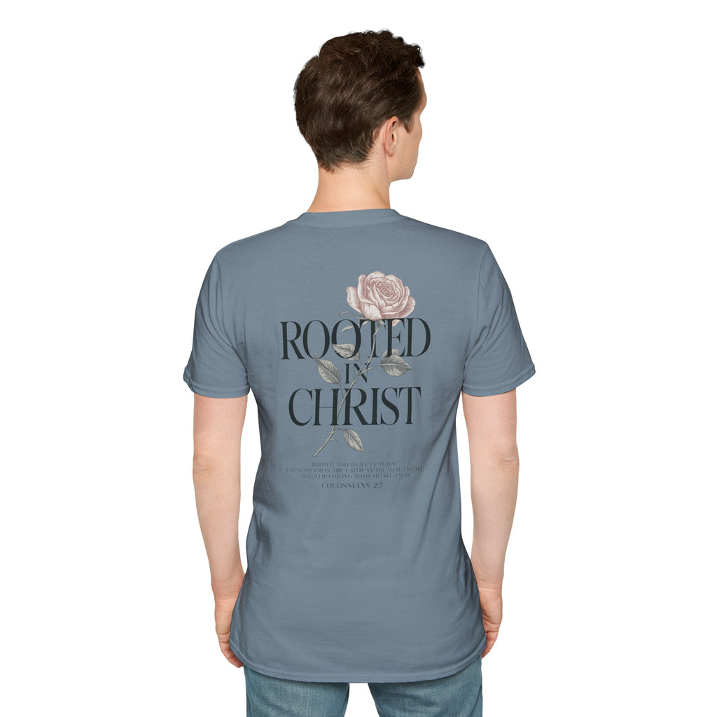 Rooted in Christ Floral T-Shirt — Christian Gift for Women Faith Graphic Tee