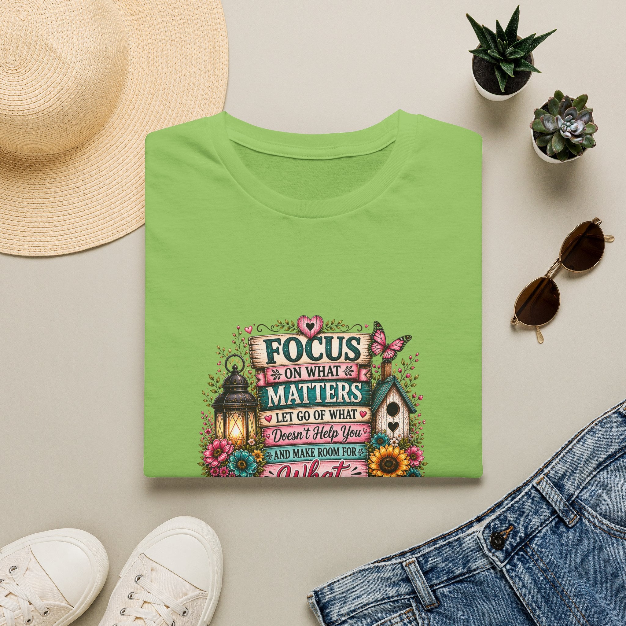 Focus on What Matters Floral T-Shirt — Inspirational Motivational Gift for Women Tee