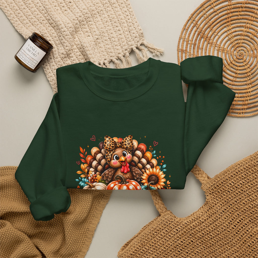 Sweatshirt — "Give Thanks" Autumn Turkey & Pumpkin Thanksgiving Crewneck