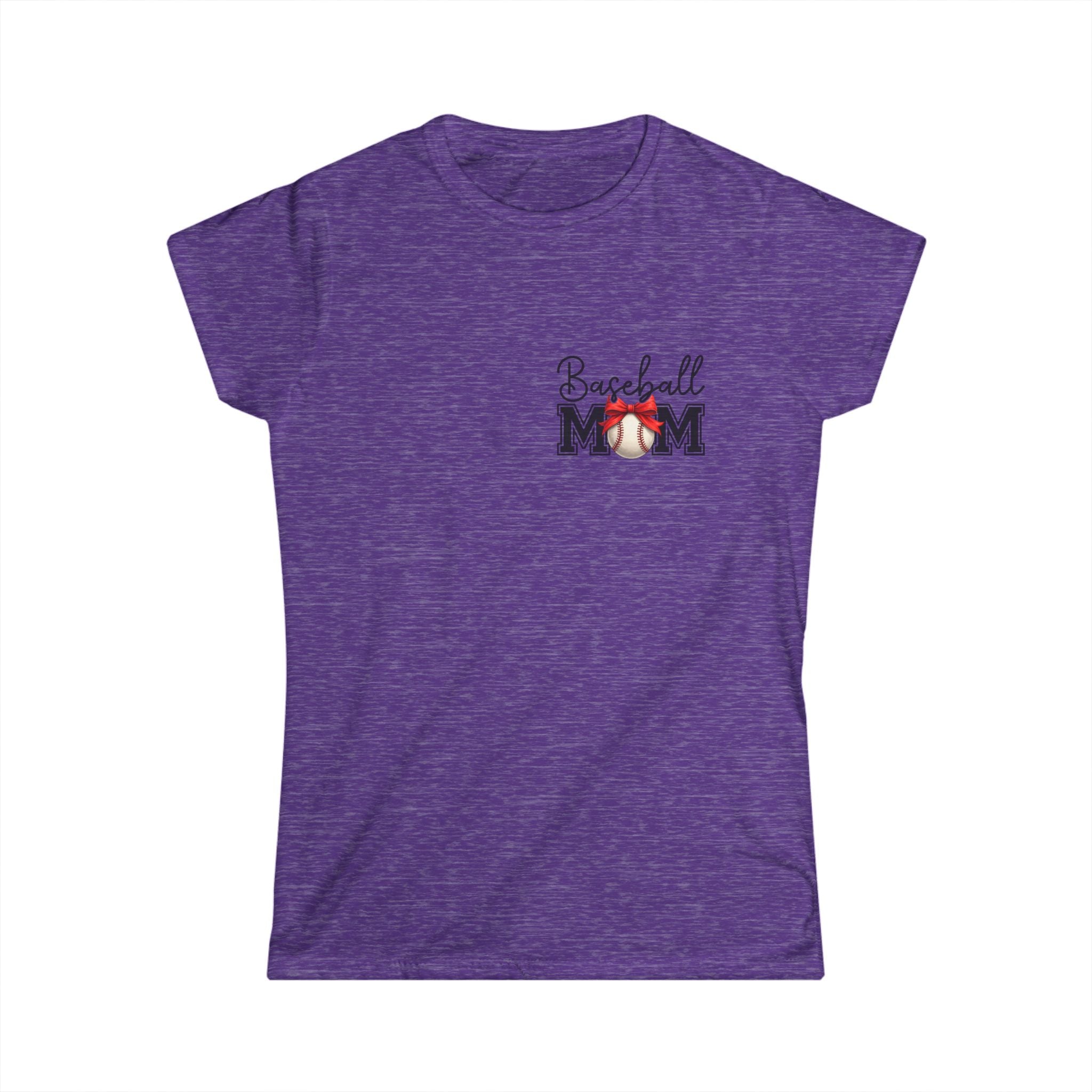 Baseball Mom Script T-Shirt — Cute Bow Gift for Sports Moms Game Day Tee