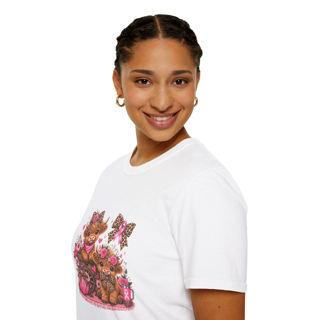 Breast Cancer Awareness Highland Cow T-Shirt