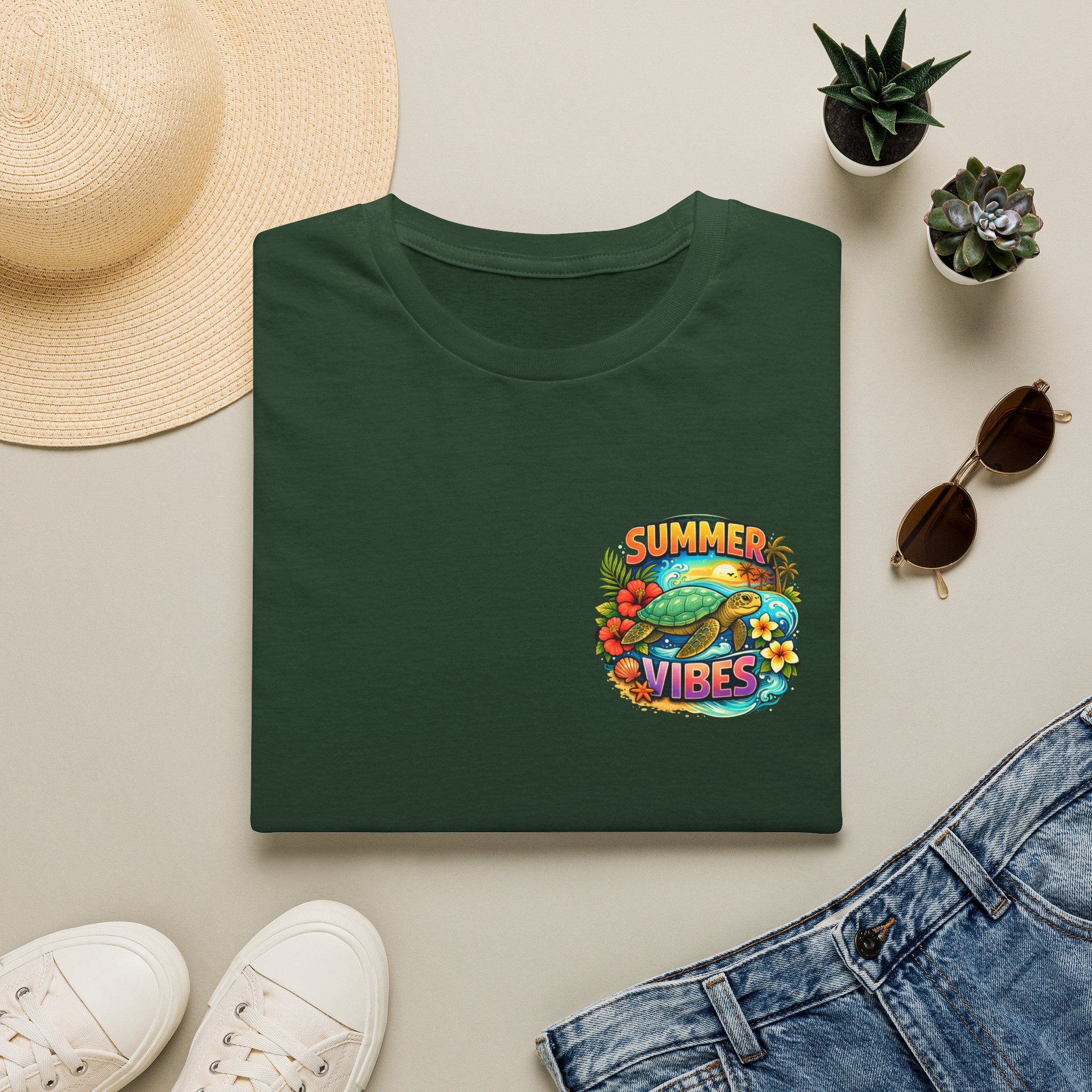 Summer Vibes Sea Turtle T-Shirt — Cute Beach Gift for Women Surf Floral Graphic Tee