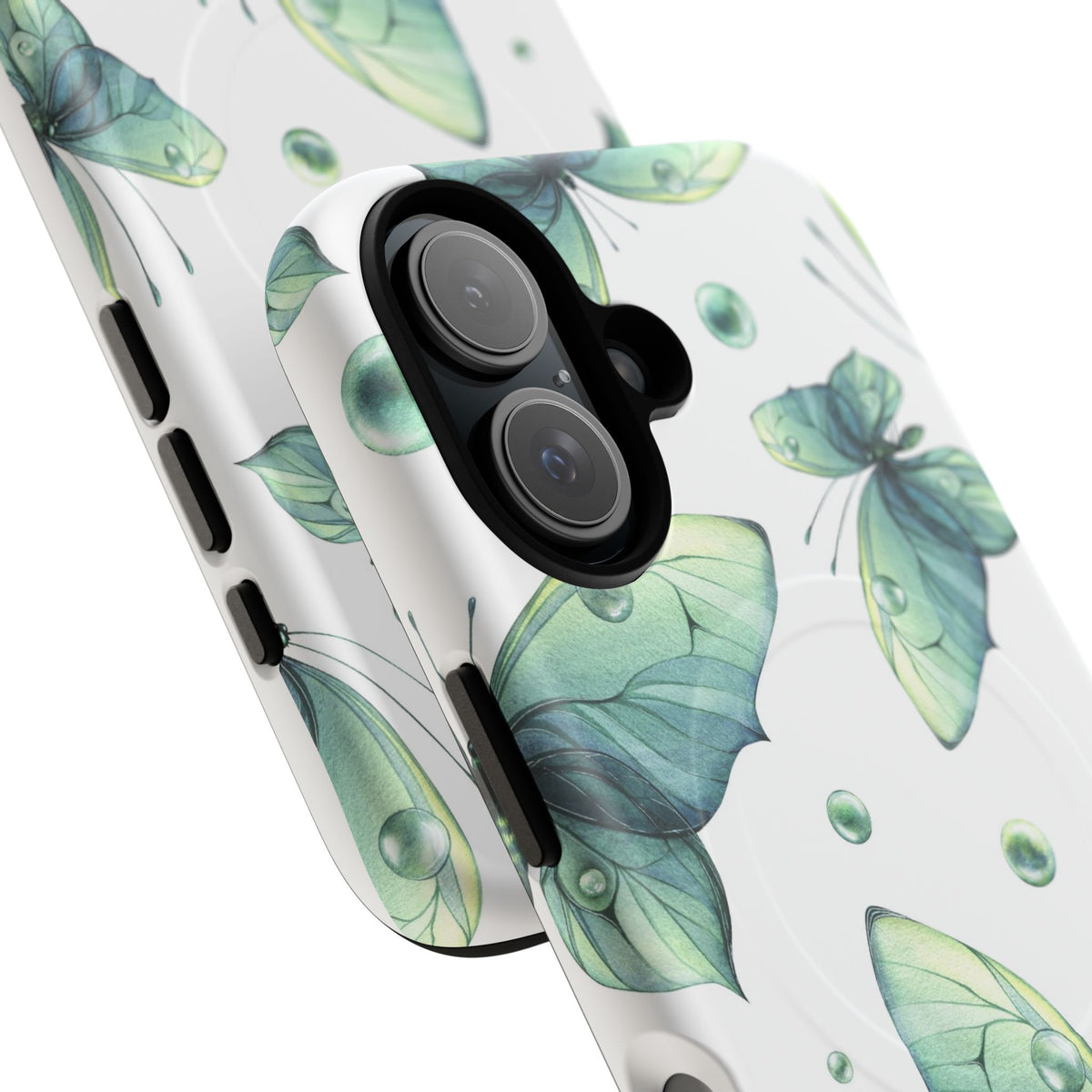 Butterfly Watercolor Magnetic Phone Case — Green Floral Tough Protective Cover