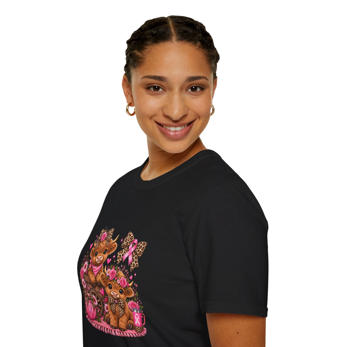 Breast Cancer Awareness Highland Cow T-Shirt