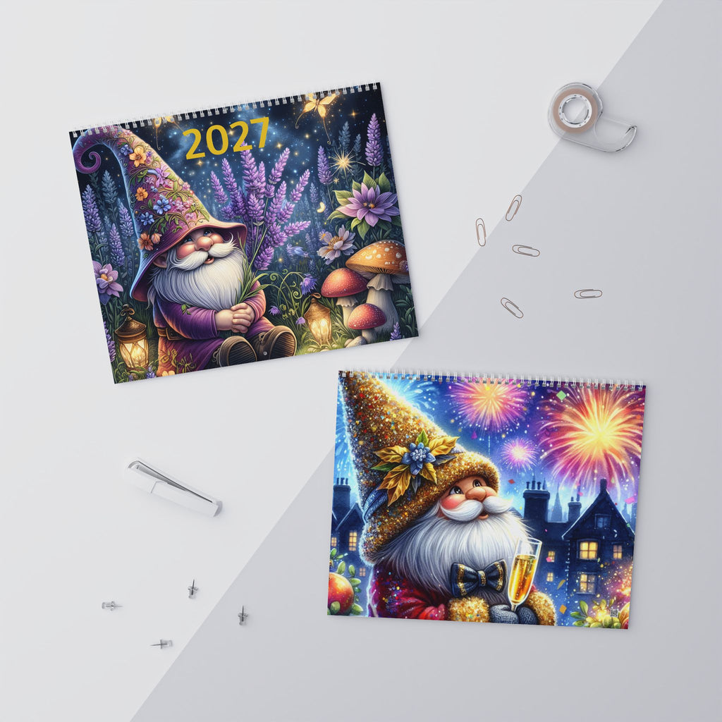 2027 Gnome Wall Calendar — Whimsical Nordic Gnome Art, 12-Month Wall Calendar