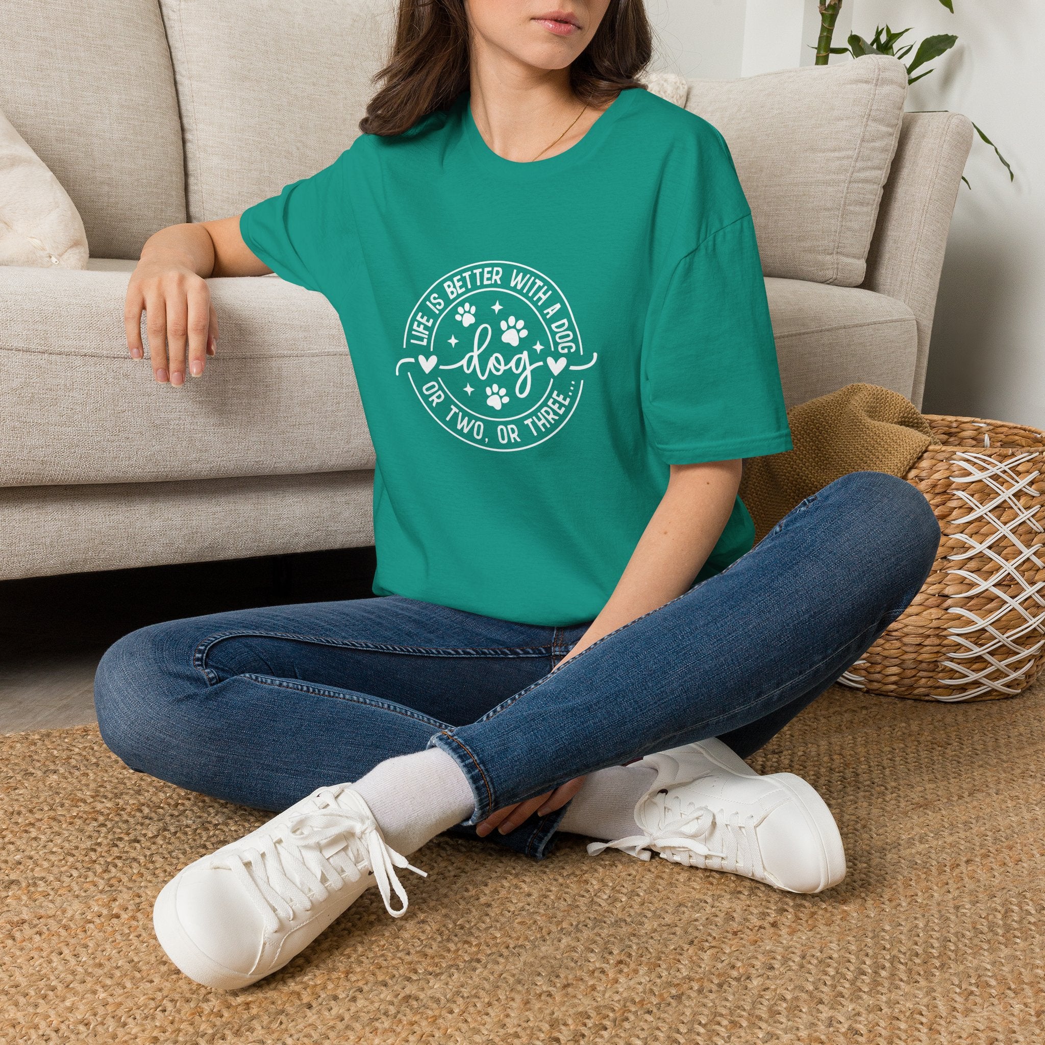 Life Is Better With a Dog T-Shirt — Funny Dog Lover Gift for Women Paw Print Tee