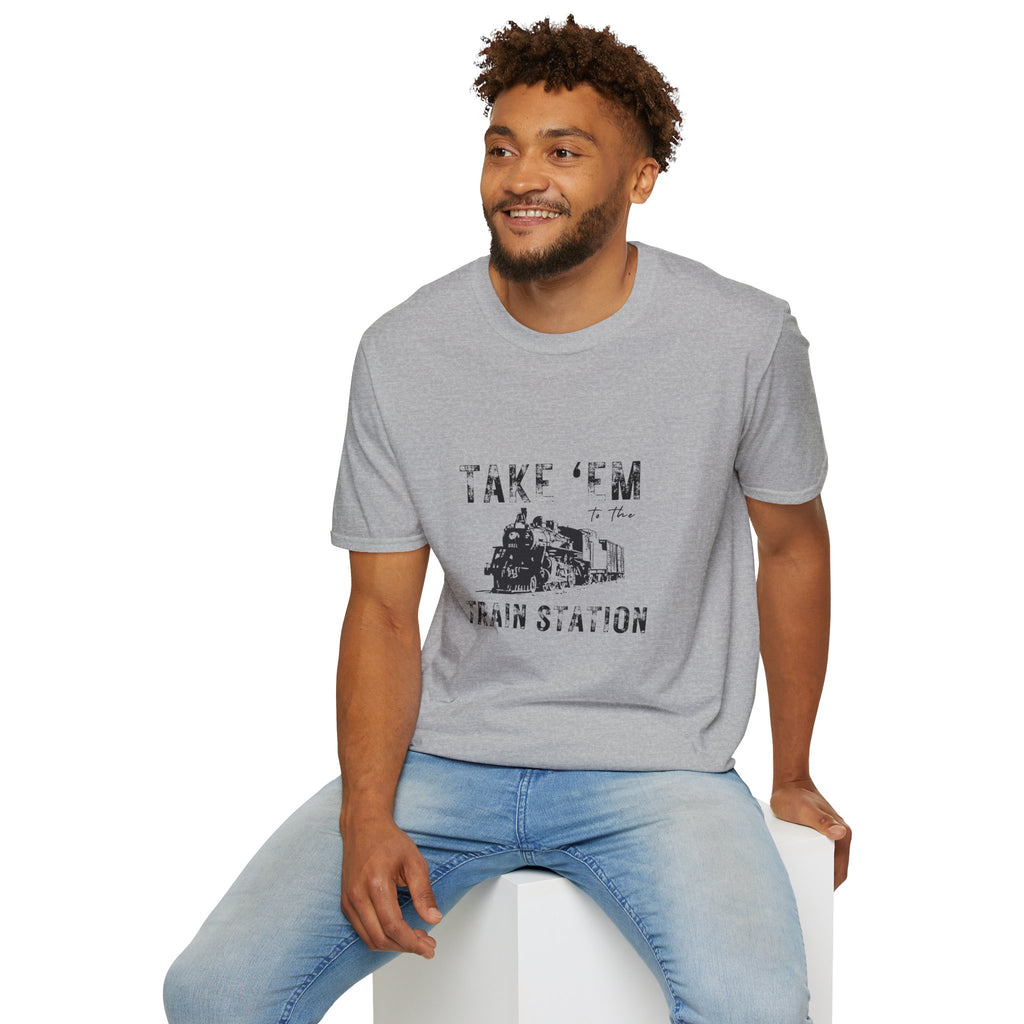 Take 'Em to the Train Station T-Shirt — Funny Sarcastic Gift Vintage Engine Graphic Tee