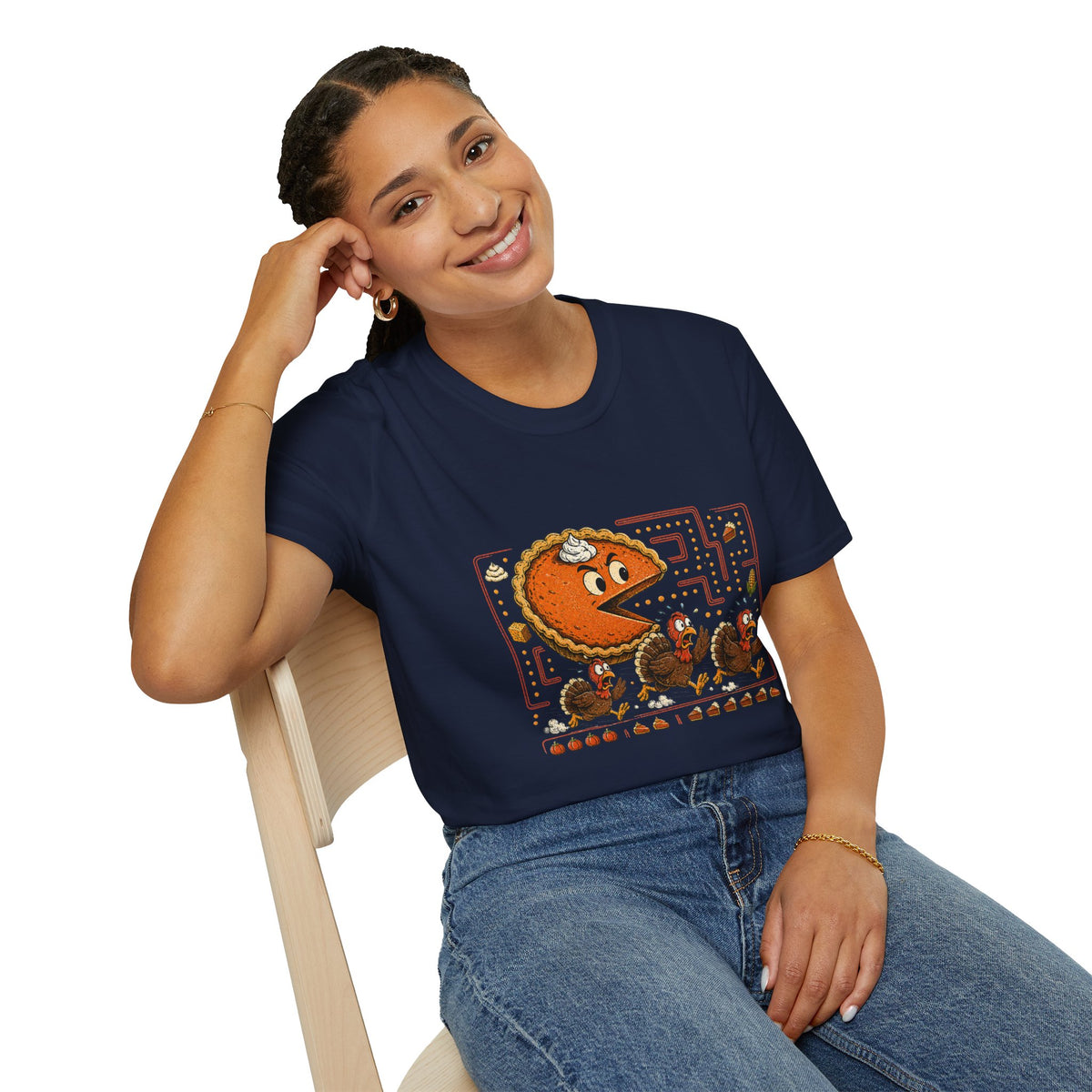 Retro Pie Monster T-Shirt — Funny Pac-Maze Dessert Gamer Tee