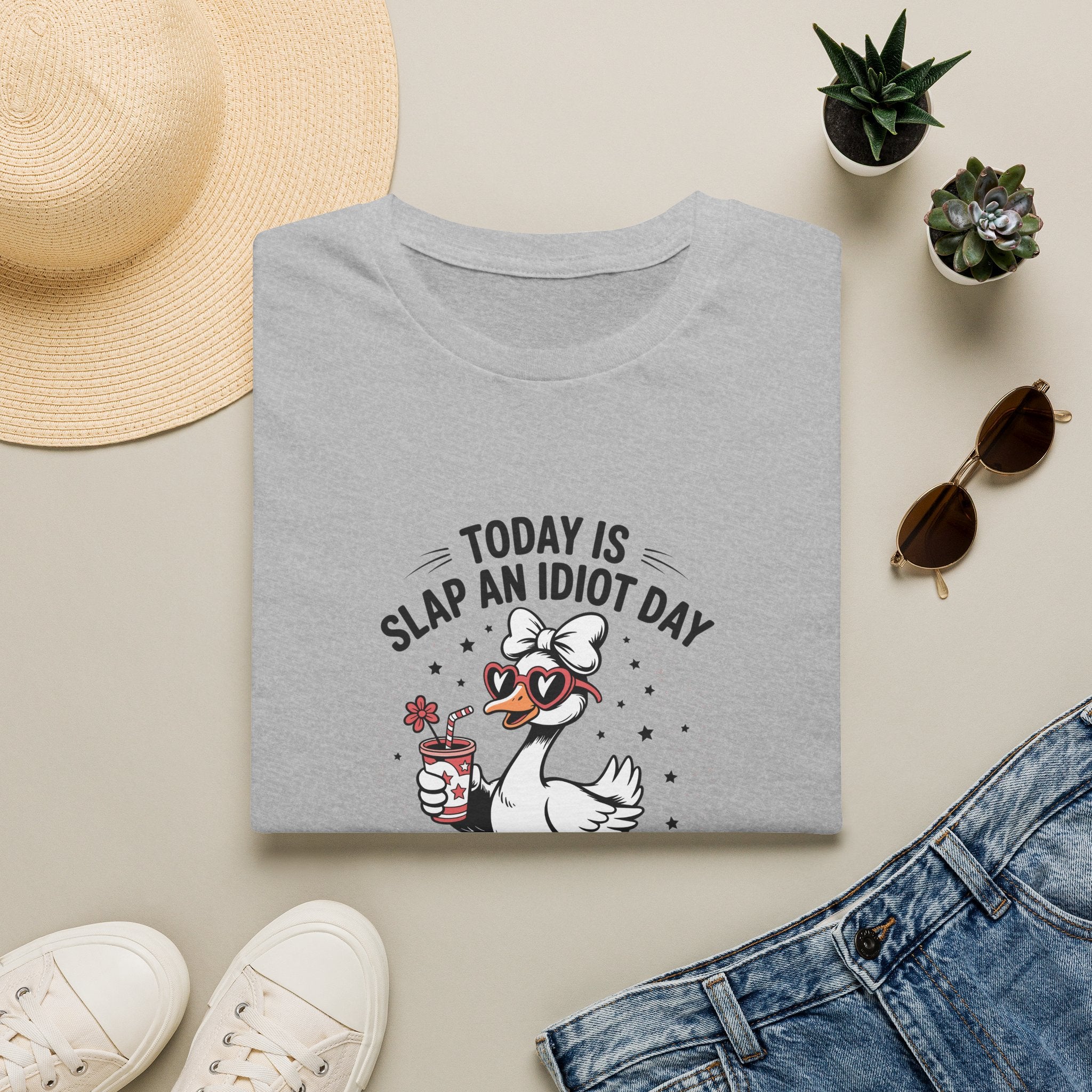 Today Is Slap An Idiot Day Duck T-Shirt — Funny Sarcastic Gift for Her Graphic Tee