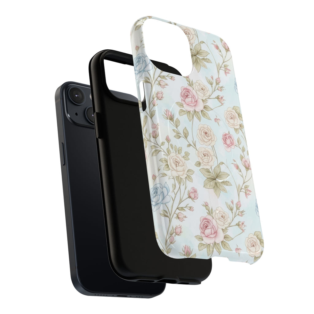 Vintage Floral Rose Magnetic iPhone Case — MagSafe Tough Protective Cover