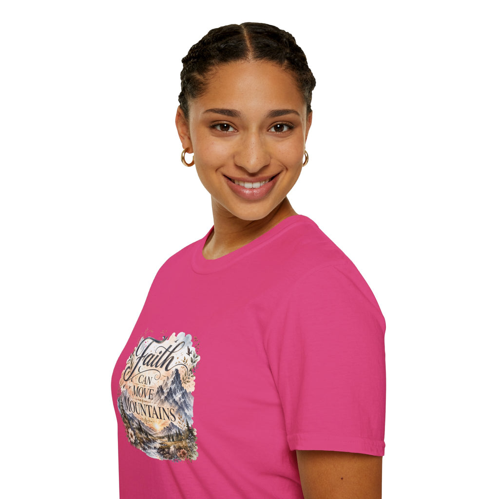 Faith Can Move Mountains T-Shirt Inspirational Christian Mountain Graphic Tee