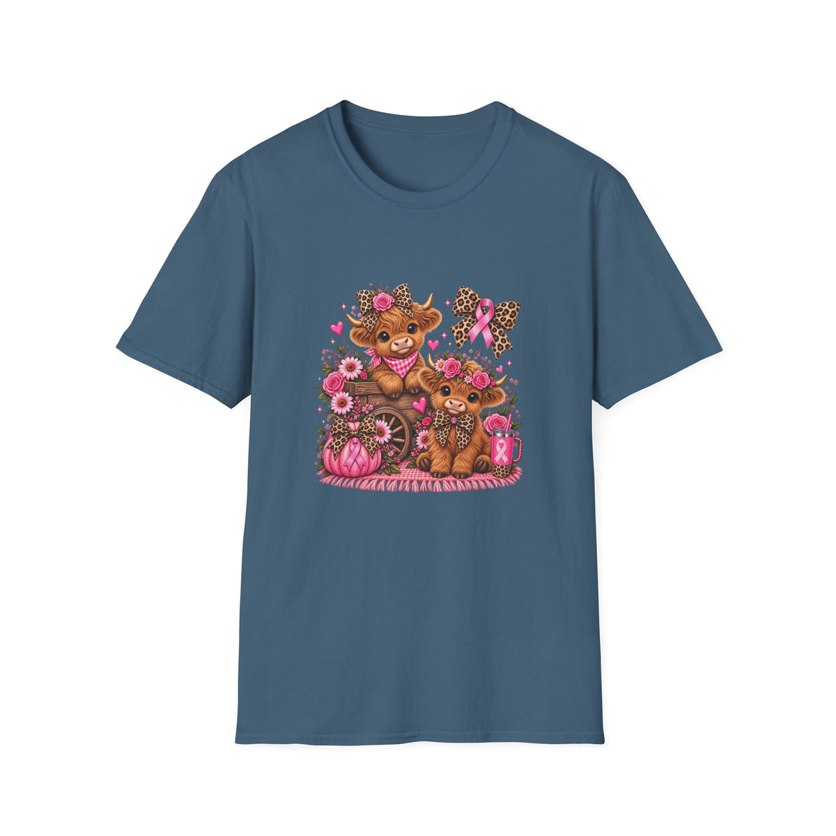 Breast Cancer Awareness Highland Cow T-Shirt