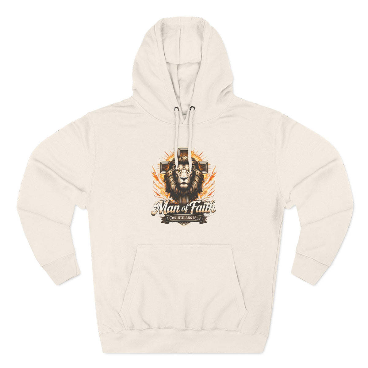 Man of Faith Lion Crest Graphic Fleece Pullover Hoodie