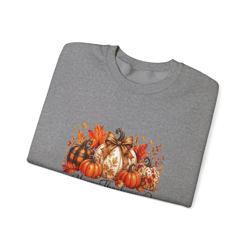 Thanksgiving Pumpkin Crewneck Sweatshirt — Happy Thanksgiving Harvest Design