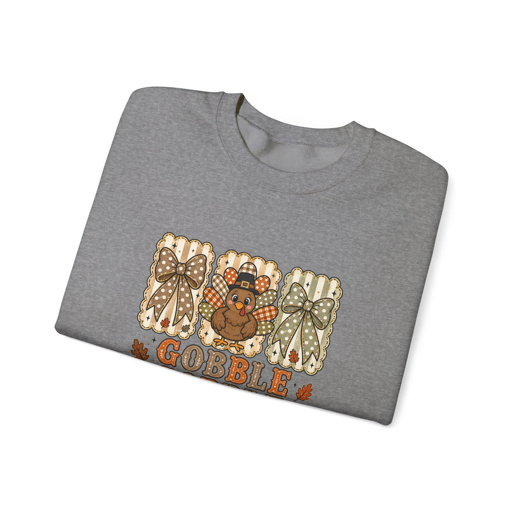 Thanksgiving Crewneck Sweatshirt — "Gobble Gobble 'til You Wobble" Turkey Design
