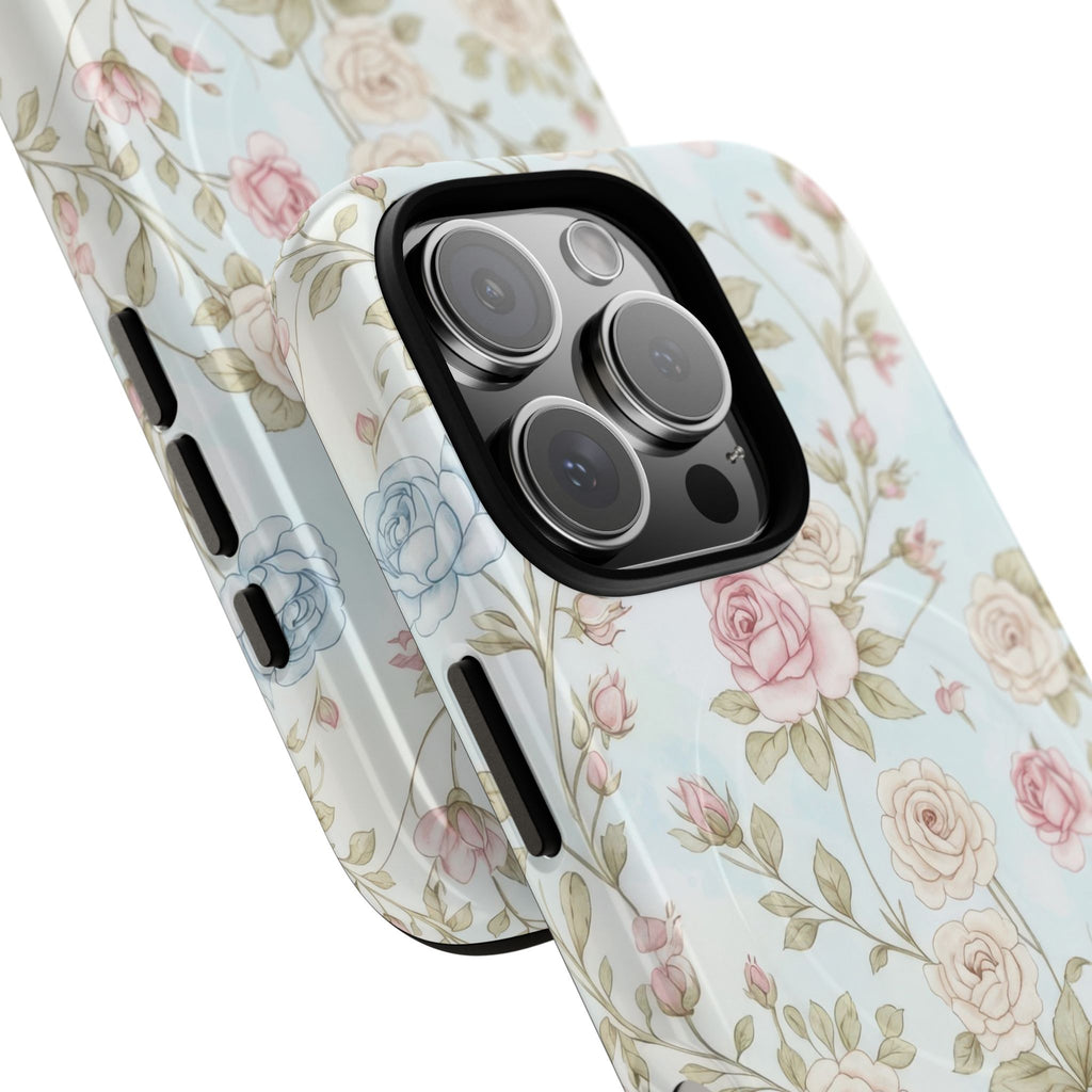Vintage Floral Rose Magnetic iPhone Case — MagSafe Tough Protective Cover