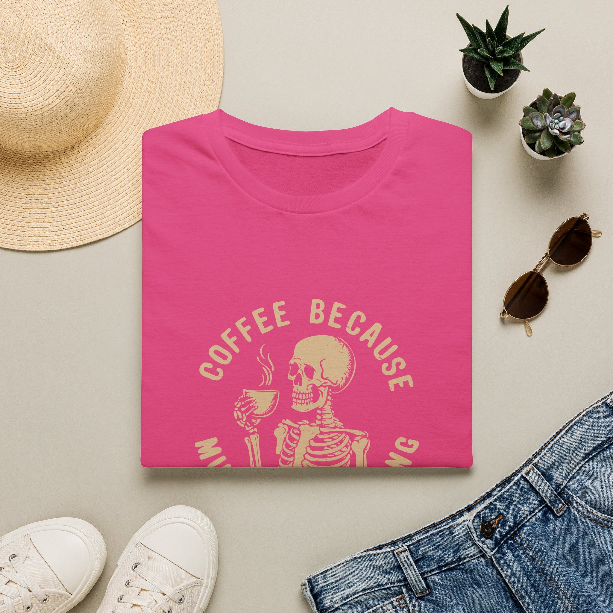 Coffee Because Murder Is Wrong Skull T-Shirt — Funny Dark Humor Gift for Her Graphic Tee